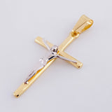 Dije Cruz Cristo 2.15 g / 1 3/4 in Dos Oros Amarillo Blanco 18K