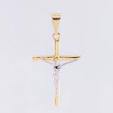 Dije Cruz Cristo 2.15 g / 1 3/4 in Dos Oros Amarillo Blanco 18K