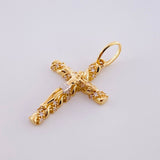 Pendant Cross Christ 1.95 g / 1 1/4 in Two-Tone Yellow White Gold 18K