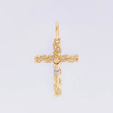 Pendant Cross Christ 1.95 g / 1 1/4 in Two-Tone Yellow White Gold 18K