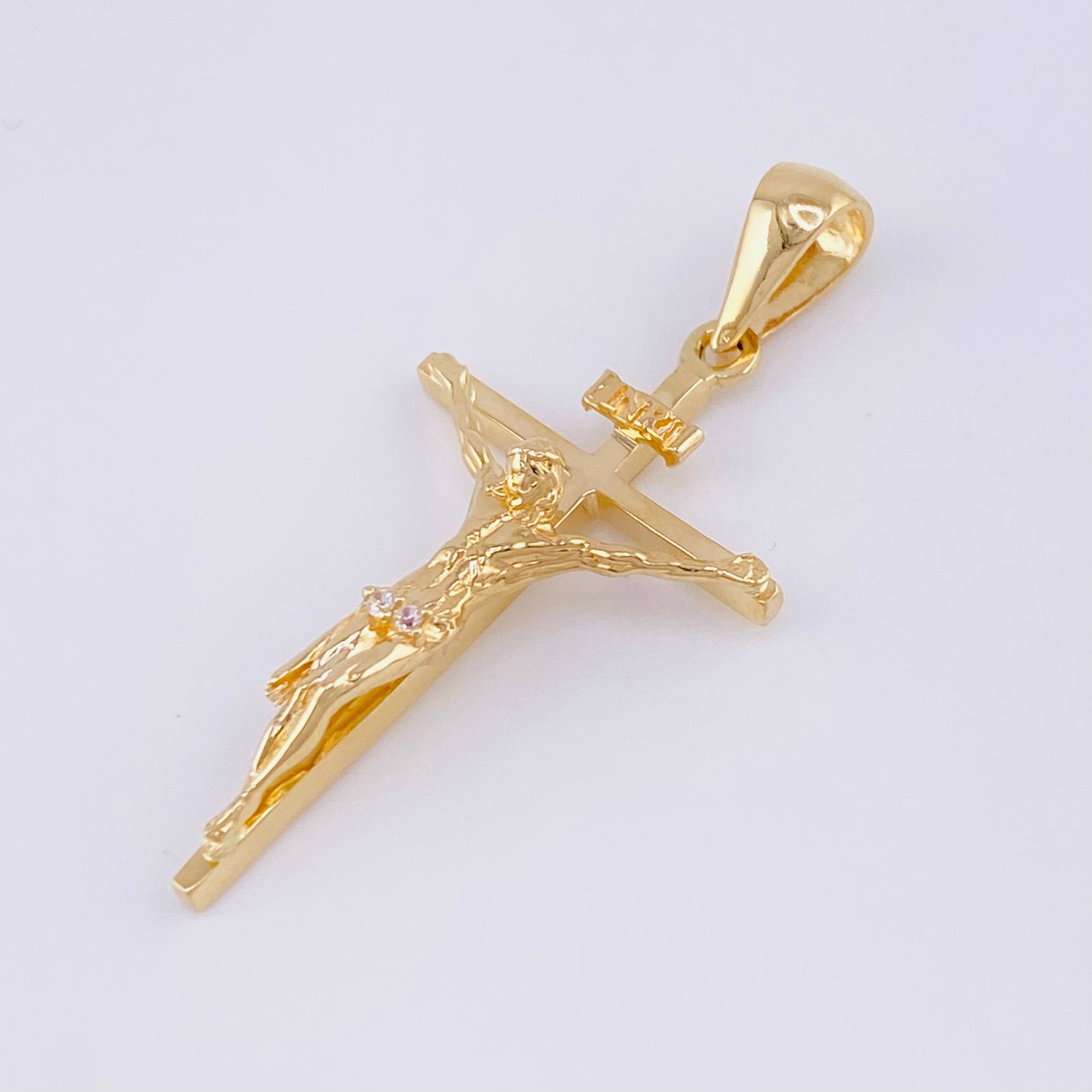 Dije Cruz Cristo 2.4 g / 1 1/4 in Oro Amarillo 18K