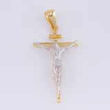 Dije Cruz Cristo 2.35 g / 1 1/2 in Dos Oros Amarillo Blanco 18K