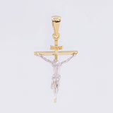 Dije Cruz Cristo 2.35 g / 1 1/2 in Dos Oros Amarillo Blanco 18K
