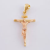 Dije Cruz Cristo 2.4 g / 1 1/4 in Dos Oros Amarillo Rosa 18K