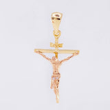 Dije Cruz Cristo 2.4 g / 1 1/4 in Dos Oros Amarillo Rosa 18K