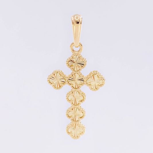 Dije Cruz Trebol Diamantado 5.1gr / 1 1/2 in / Oro Amarillo Nac.Esp. 18K