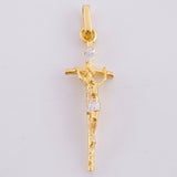 Dije Cruz Cristo 1.5 g / 1 1/4 in Dos Oros Amarillo Blanco 18K