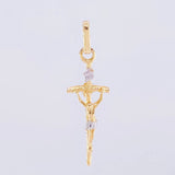 Dije Cruz Cristo 1.5 g / 1 1/4 in Dos Oros Amarillo Blanco 18K