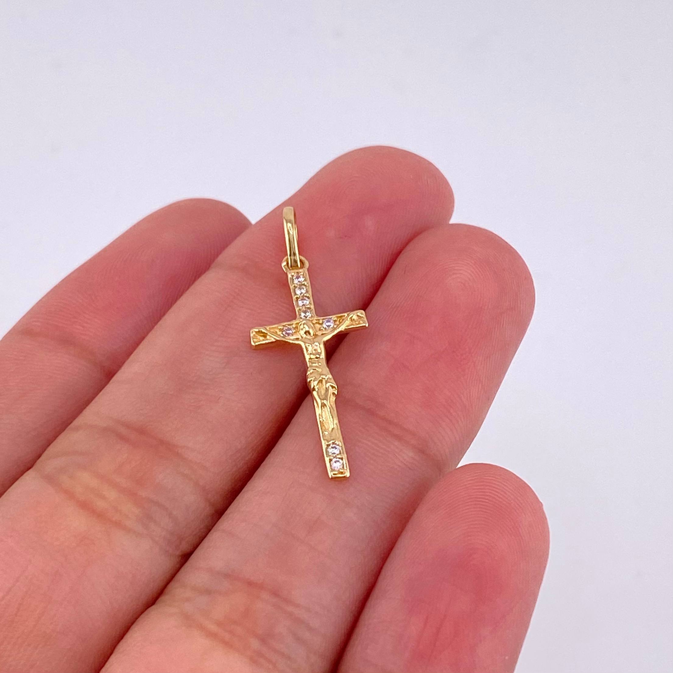 Dije Cruz Cristo 0.9 g / 1 in Oro Amarillo 18K