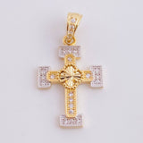Clover Cross Pendant Dense 1.6 g / 3/4 in Two-Tone Yellow White Gold 18K