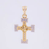 Clover Cross Pendant Dense 1.6 g / 3/4 in Two-Tone Yellow White Gold 18K