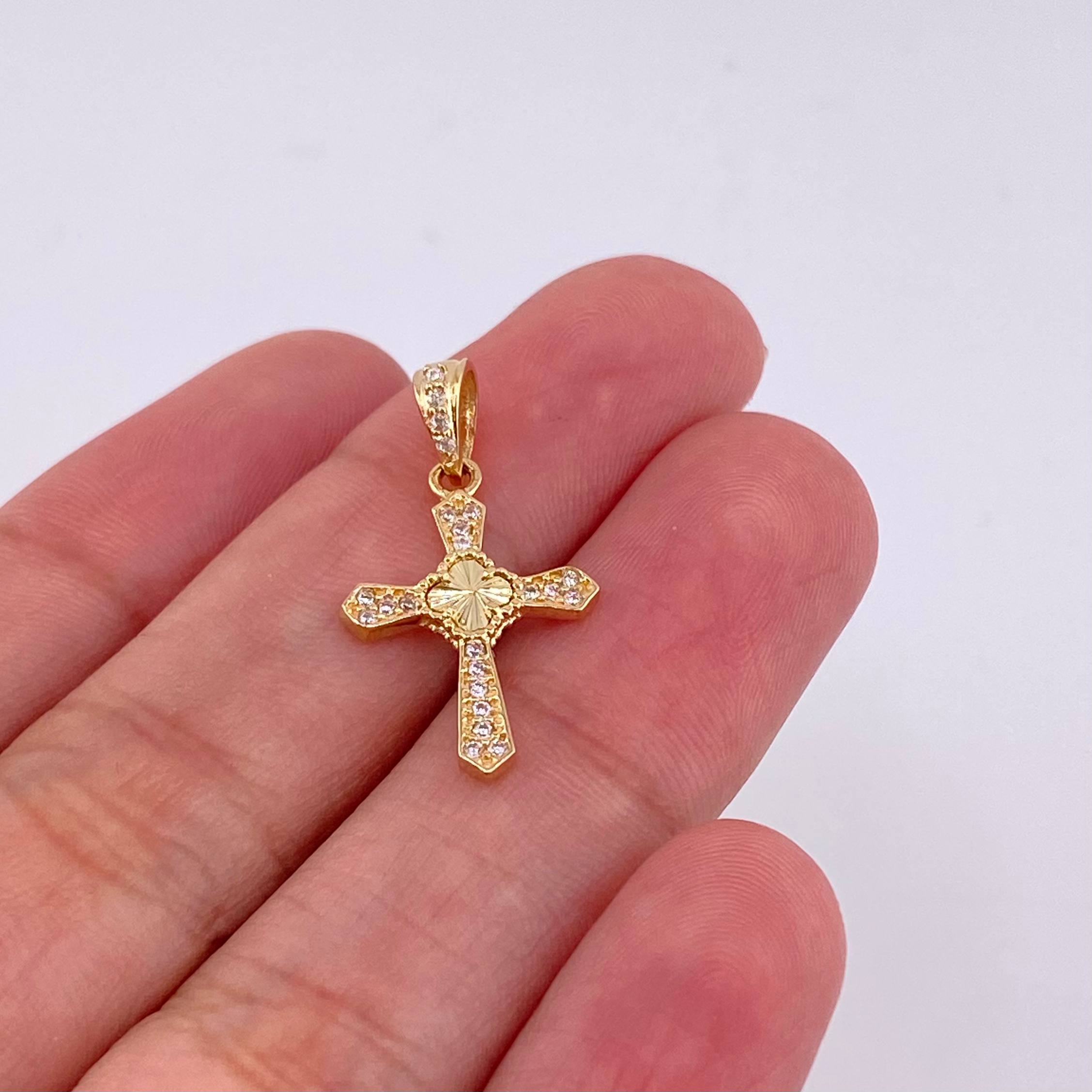 Dije Cruz Trebol Tupida 1.15 g / 1 in Oro Amarillo 18K