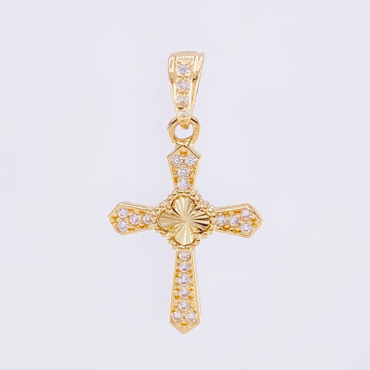 Dije Cruz Trebol Tupida 1.15 g / 1 in Oro Amarillo 18K