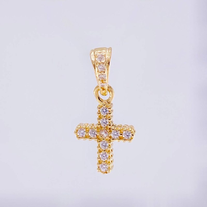 Dije Cruz Doble Faz 1 g / 1/2 in Oro Amarillo 18K