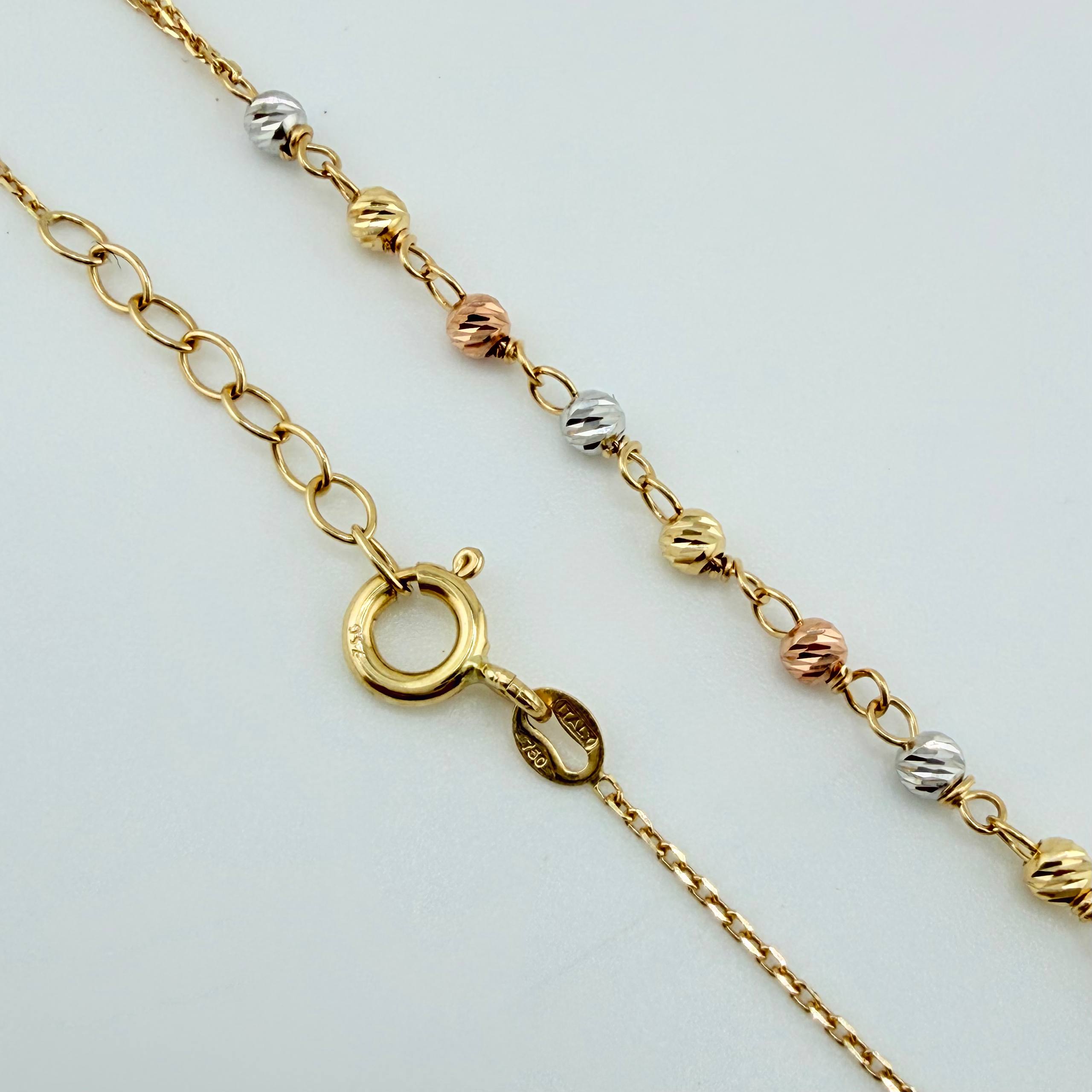 Cadena Denario 3.8gr / 17 3/4 in / 3mm Tres Oros +4 18K ©