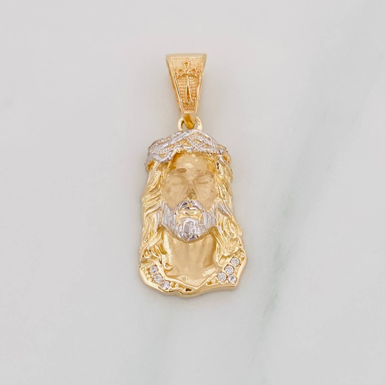 Christ Face Pendant 3.45g / 1 1/4 in Two-Tone Yellow White Gold 18K
