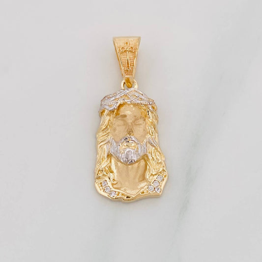 Christ Face Pendant 3.45g / 1 1/4 in Two-Tone Yellow White Gold 18K