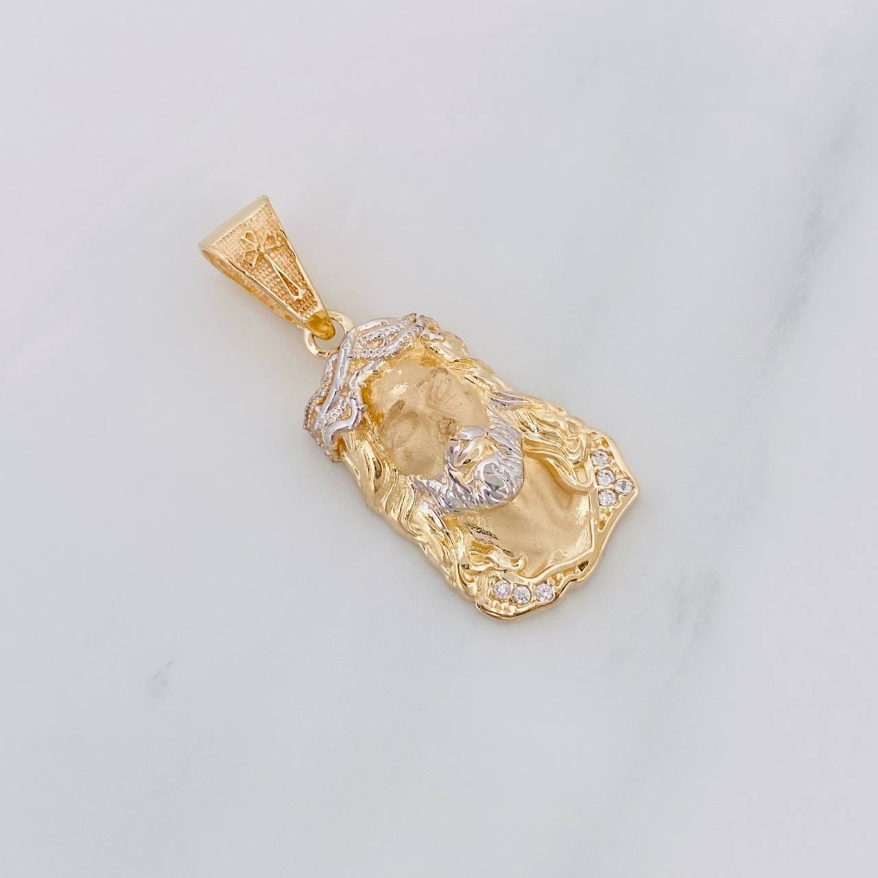 Christ Face Pendant 3.45g / 1 1/4 in Two-Tone Yellow White Gold 18K