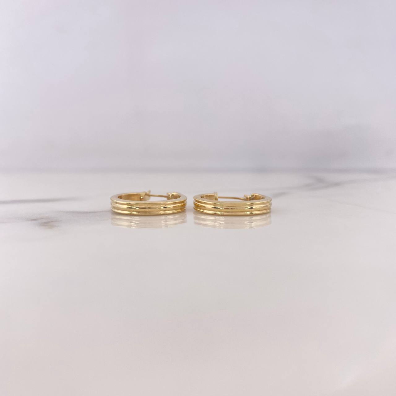 Candongas Andy 1.85gr / 2cm / Rayadas Oro Amarillo 18K #