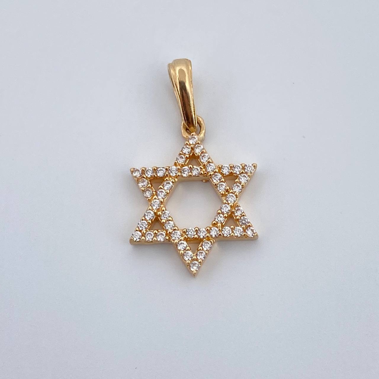 Pendant Star of David 1.55gr / 2.2cm / White Zircons 18K Yellow Gold &