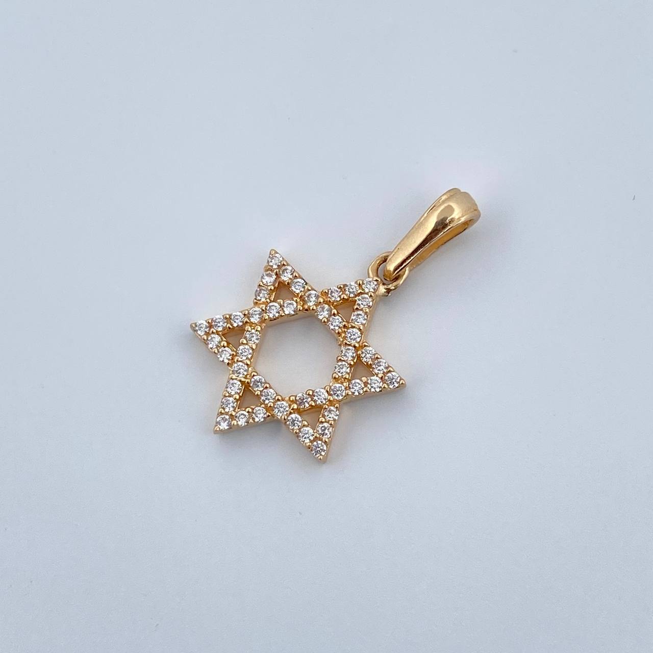 Pendant Star of David 1.55gr / 2.2cm / White Zircons 18K Yellow Gold &