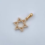 Pendant Star of David 1.55gr / 2.2cm / White Zircons 18K Yellow Gold &