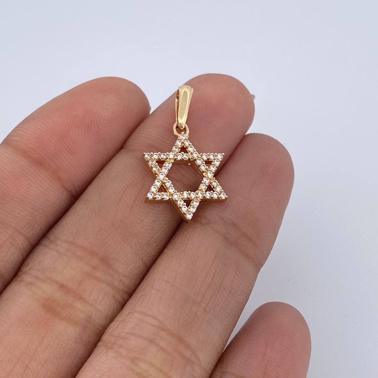 Pendant Star of David 1.55gr / 2.2cm / White Zircons 18K Yellow Gold &
