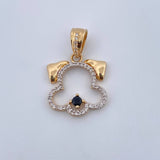 Pendant Dog Silhouette 3.6gr / 2.7cm / White Black Zircons 18K Yellow Gold &