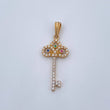 Pendant Key 1.4gr / 1.3in / Colored Zircons Two Tone Yellow White 18K &