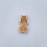 Dije Malla Oso Ts 1.95gr / 1.9cm / Circones Blancos Oro Amarillo 18K &