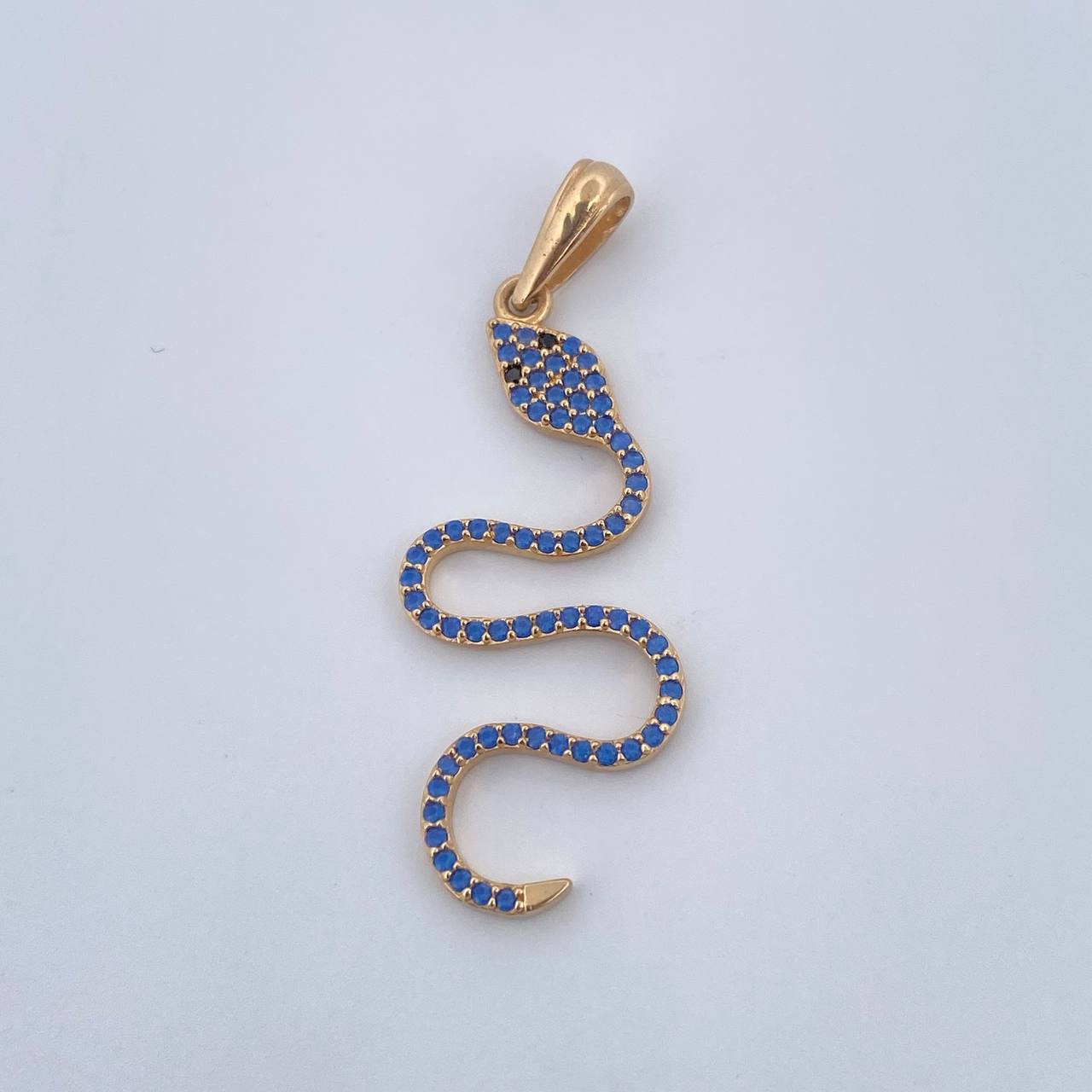 Pendant Snake 1.75gr / 3.9cm / Black Blue Zircons 18K Yellow Gold &