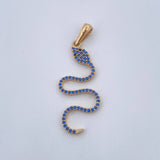 Pendant Snake 1.75gr / 3.9cm / Black Blue Zircons 18K Yellow Gold &