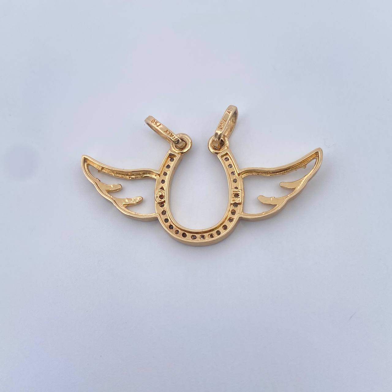 Dije Herradura Halada 2.6gr / 3.5cm / Circones Blancos Dos Oros Amarillo Blanco 18K &