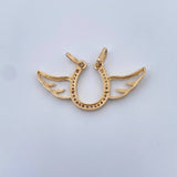 Dije Herradura Halada 2.6gr / 3.5cm / Circones Blancos Dos Oros Amarillo Blanco 18K &