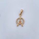 Pendant Eiffel Tower 1.15gr / 2.3cm / White Zirconia Red 18K Yellow Gold &