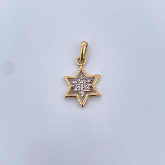Pendant Star 1.35gr / 2.4cm / White Zircons / Two 18K Yellow and White Golds &