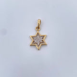 Pendant Star 1.35gr / 2.4cm / White Zircons / Two 18K Yellow and White Golds &