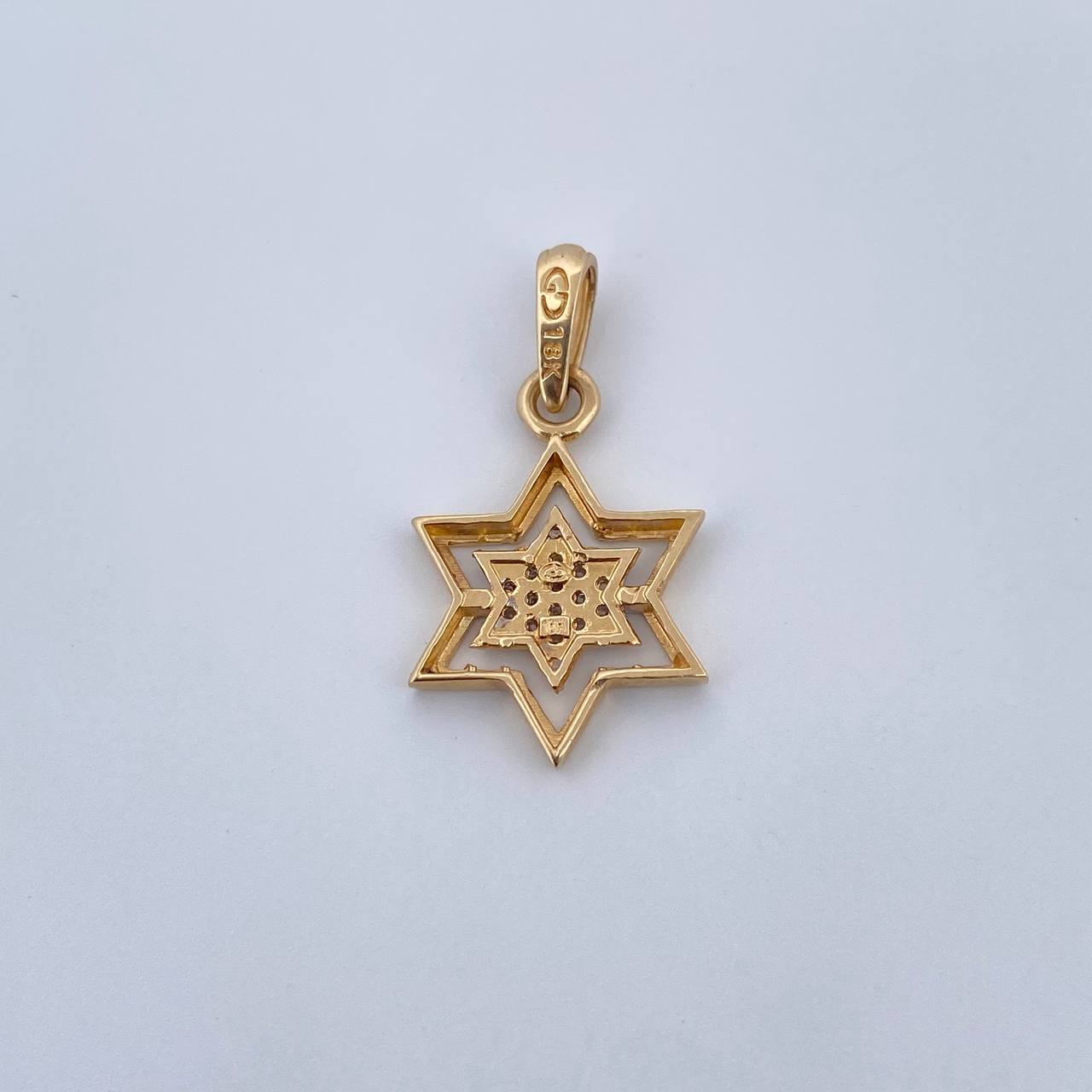 Pendant Star 1.35gr / 2.4cm / White Zircons / Two 18K Yellow and White Golds &