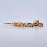 Pendant Rifle Weapon M 9.2gr / 4.7cm / Black Zircons 18K Yellow Gold &