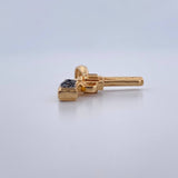 Pendant Revolver Weapon 2.7gr / 2.2cm / Black Zircons 18K Yellow Gold &