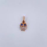 Dije Buho 0.45gr / 1.3cm / Circones Blancos Azules Oro _Rosa 18K &