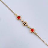 Bracelet Spikes Hearts 2.6gr / 18.4cm / 3mm Beads Diamond Cut 18K Yellow Gold &