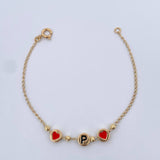 Bracelet Spikes Hearts 2.6gr / 18.4cm / 3mm Beads Diamond Cut 18K Yellow Gold &