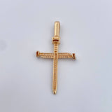 Dije Cruz Clavo 3.3gr / 4.5cm / Circones Blancos Dos Oros Blanco Amarillo 18K &