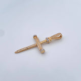 Dije Cruz Clavo 3.3gr / 4.5cm / Circones Blancos Dos Oros Blanco Amarillo 18K &