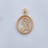 Dije Virgen Maria 2.65gr / 3cm / Circones Blancos Oro Amarillo 18K &