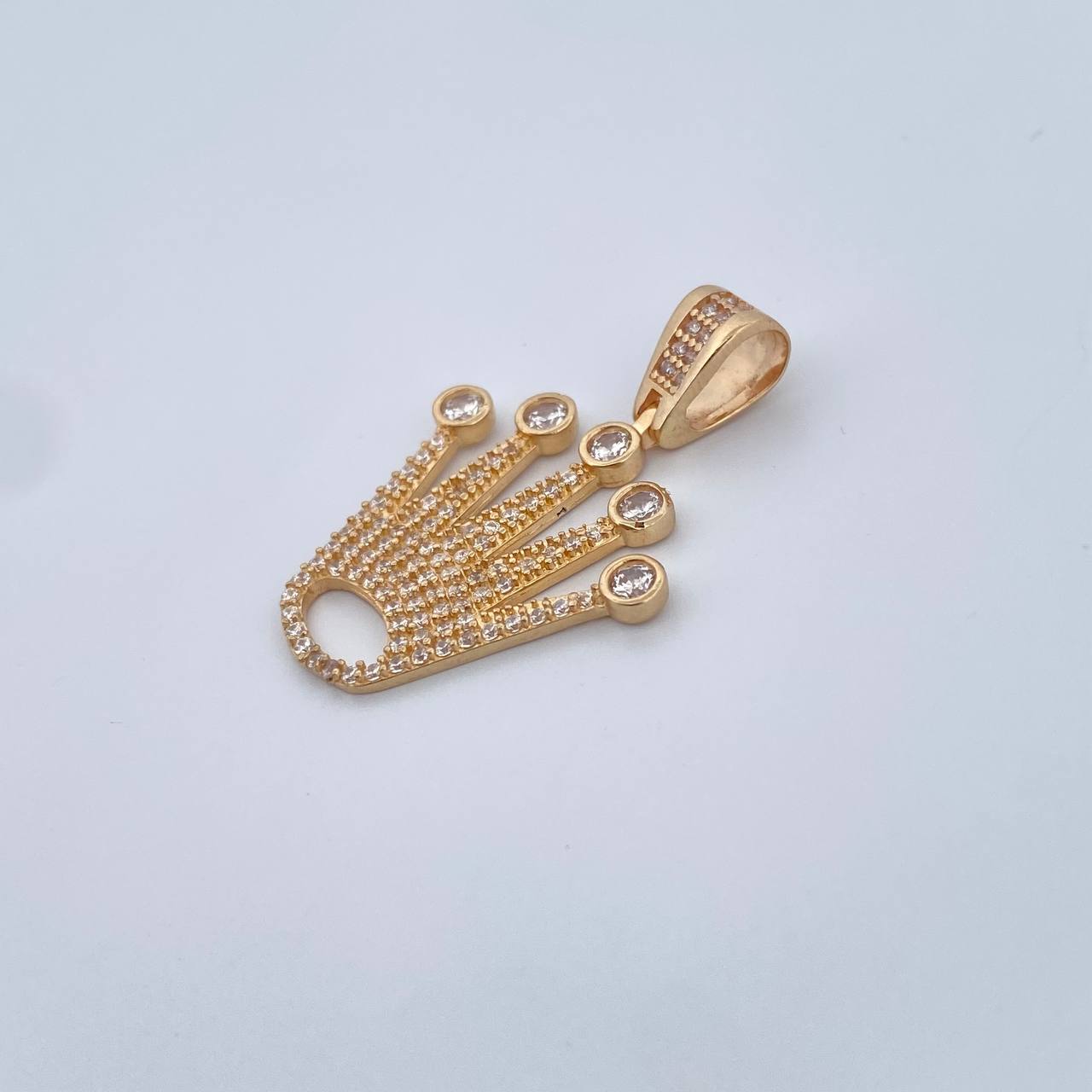 Pendant Crown RX 3.55gr / 3.1cm / White Zircons 18K Yellow Gold &