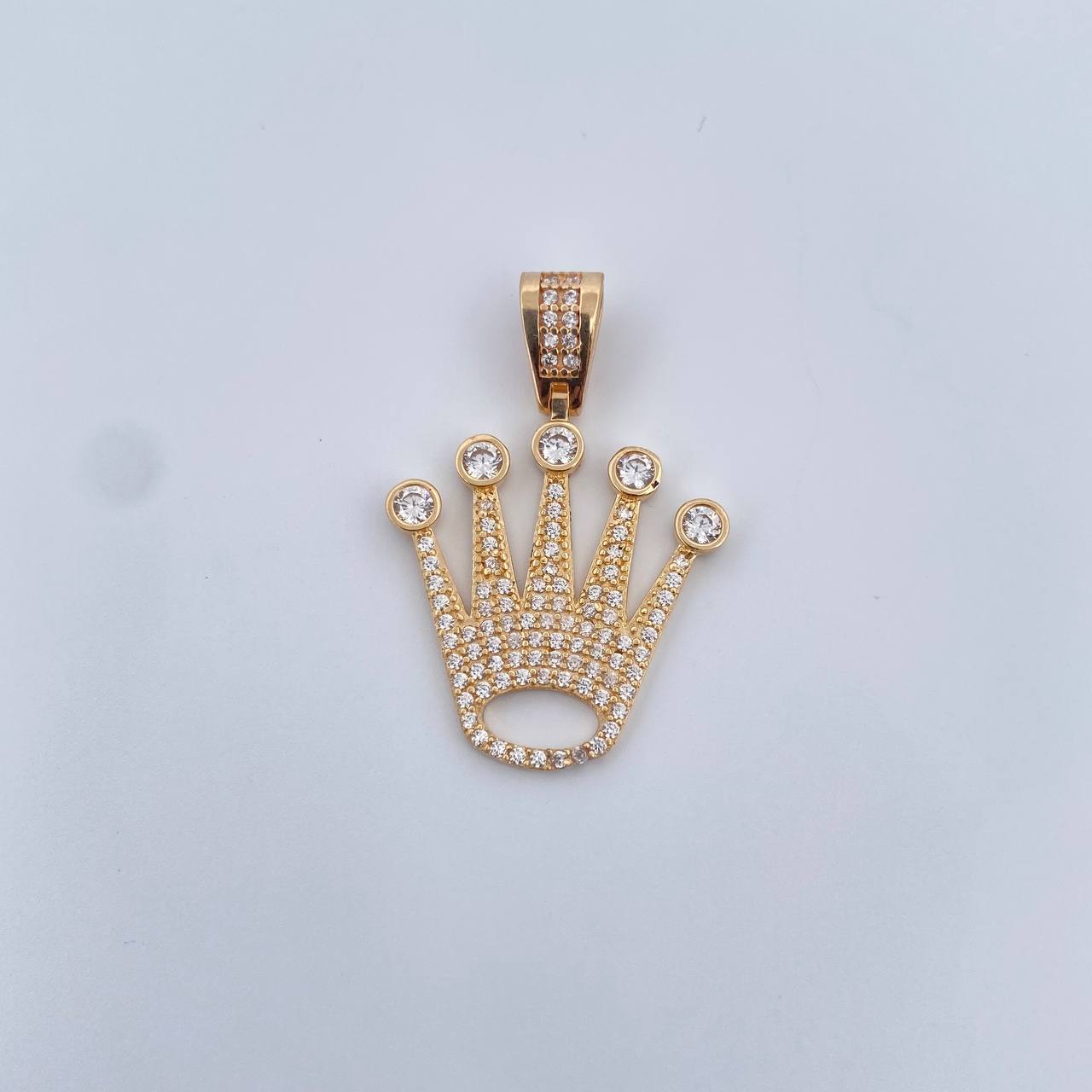 Pendant Crown RX 3.55gr / 3.1cm / White Zircons 18K Yellow Gold &