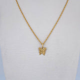 Set Rope Chain 0.9gr / 45cm / 0.9mm + Pendant Mariposa 0.4gr / 1.4cm Flat 18K Yellow Gold (Offer) &