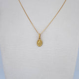 Set Cadena Veneciana 1.05gr / 45cm / 0.5mm + Dije Virgen Milagrosa 0.75gr / 1.5cm Liso Oro Amarillo 18K (Oferta) &